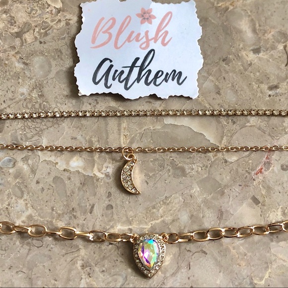 3/$25⚡️cz moon & teardrop layered choker necklace - Picture 9 of 9